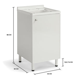 Mobile Lavatoio Lavapanni 45x50 in alluminio 100% MADE IN ITALY NETTUNO per interno e esterno con vasca in ABS e sotto lavatoio con anta