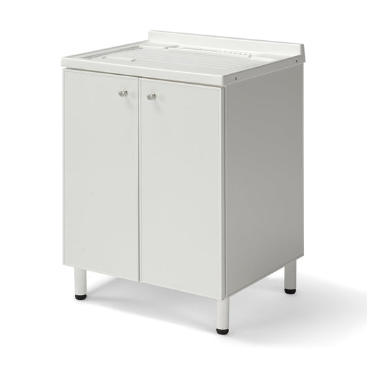 Mobile Lavatoio Lavapanni 60x50 in alluminio 100% MADE IN ITALY NETTUNO per interno e esterno con vasca in ABS e sotto lavatoio con anta