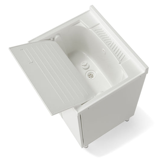 Mobile Lavatoio Lavapanni 60x50 in alluminio 100% MADE IN ITALY NETTUNO per interno e esterno con vasca in ABS e sotto lavatoio con anta