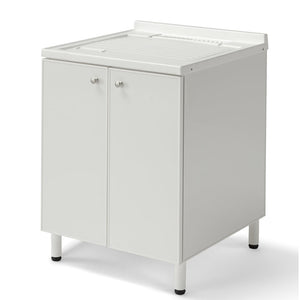 Mobile Lavatoio Lavapanni 60x60 in alluminio 100% MADE IN ITALY NETTUNO per interno e esterno con vasca in ABS e sotto lavatoio con anta