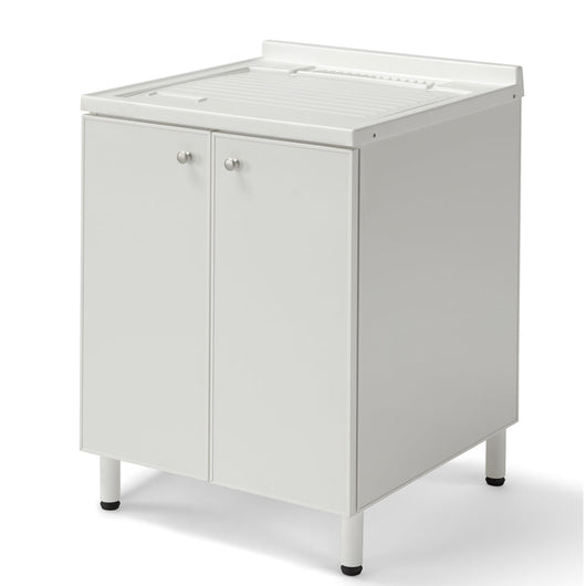 Mobile Lavatoio Lavapanni 60x60 in alluminio 100% MADE IN ITALY NETTUNO per interno e esterno con vasca in ABS e sotto lavatoio con anta