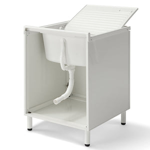 Mobile Lavatoio Lavapanni 60x60 in alluminio 100% MADE IN ITALY NETTUNO per interno e esterno con vasca in ABS e sotto lavatoio con anta