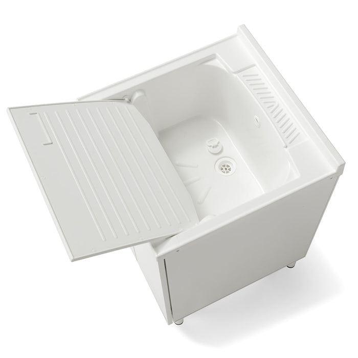 Mobile Lavatoio Lavapanni 60x60 in alluminio 100% MADE IN ITALY NETTUNO per interno e esterno con vasca in ABS e sotto lavatoio con anta