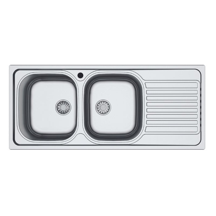 Lavello 116x50 SA138 2 vasche e gocciolatoio destro