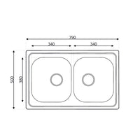 Lavello 79x50 Classic 170 incasso doppia vasca