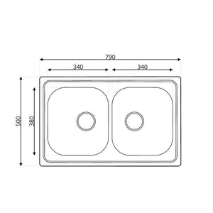Lavello 79x50 Classic 170 incasso doppia vasca