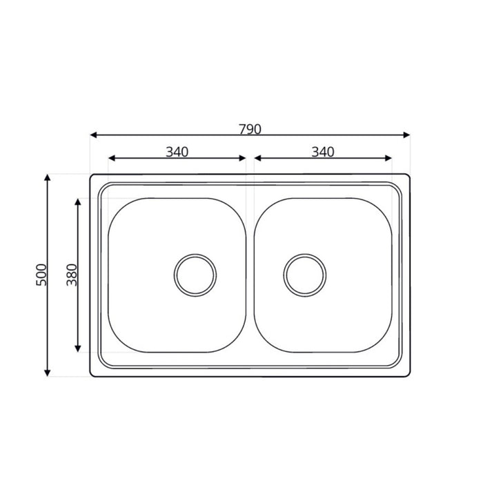 Lavello 79x50 Classic 170 incasso doppia vasca