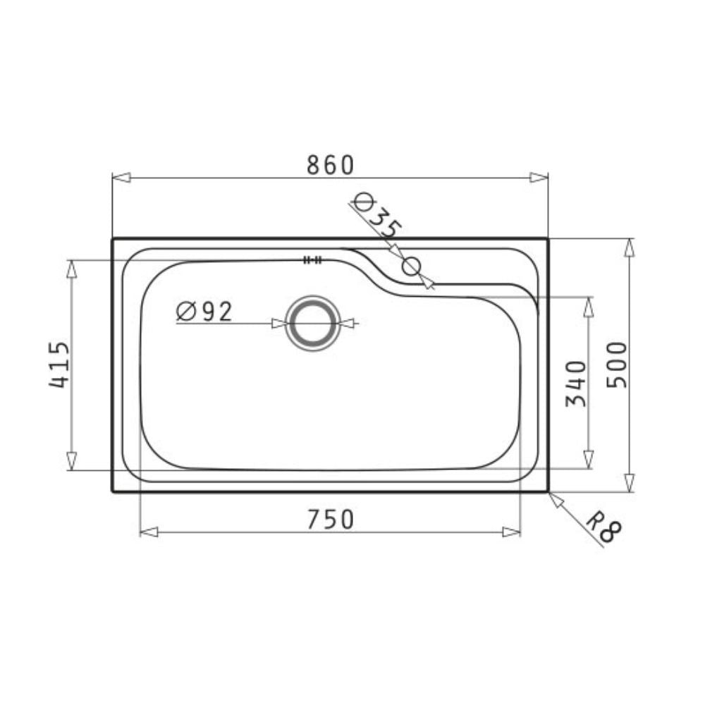 Lavello da incasso Ionio 1 vasca 86x50 inox