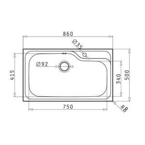 Lavello da incasso Ionio 1 vasca 86x50 inox