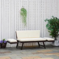 Divano 2 Posti con Braccioli Estensibili da Giardino Rattan 129x63x67cm Bianco, Marrone