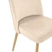 Set di 2 sedie da pranzo in velluto, con gambe in metallo dorato, 50x62x89 cm, Beige