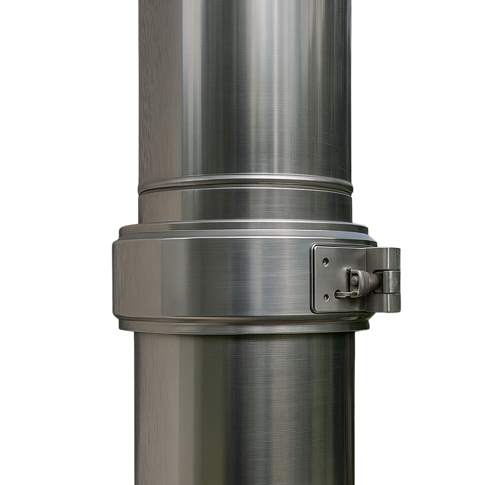 Fascetta bloccaggio doppia parete acciaio inox canna fumaria collare tubature *** misura Ø 150/200 mm, confezione 1