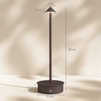 Lampada da Tavolo Touch Ricaricabile con USB, Regolabile 3000K/4500K/6000K, Autonomia 4-8 Ore, Caffè