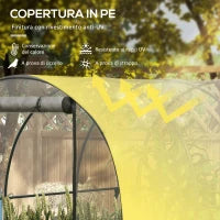 Serra a Tunnel 3x2x2m con Porta Avvolgibile e Finestre a Rete in Acciaio e Plastica, Trasparente