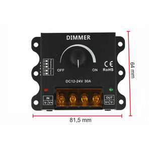 Led Dimmer PWM Manuale Con Rotella Frequenza e Curva Regolabile 12V 24V 30A DM110