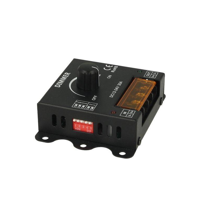 Led Dimmer PWM Manuale Con Rotella Frequenza e Curva Regolabile 12V 24V 30A DM110