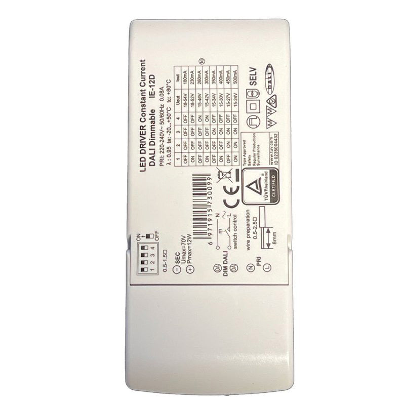 Led Driver 12W Dimmerabile DALI 2 Push Dimming Corrente Costante Configurabile 180mA 230mA 260mA 300mA 350mA 400mA 450mA 500mA