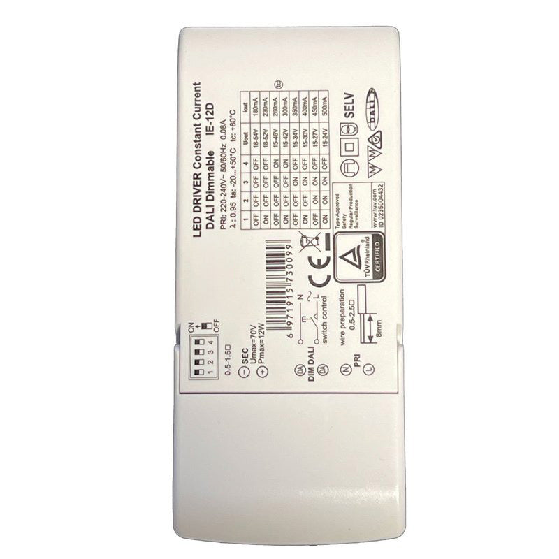 Led Driver 12W Dimmerabile DALI 2 Push Dimming Corrente Costante Configurabile 180mA 230mA 260mA 300mA 350mA 400mA 450mA 500mA