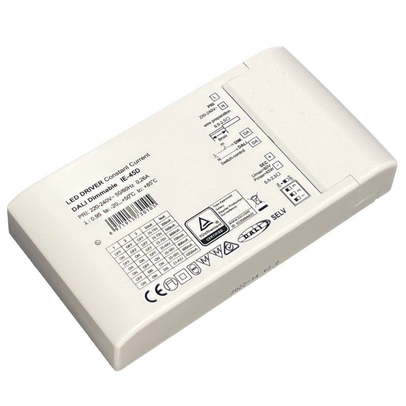 Led Driver 45W Dimmerabile DALI 2 Push Dimming Corrente Costante Configurabile 350mA 500mA 600mA 700mA 800mA 900mA 1050mA
