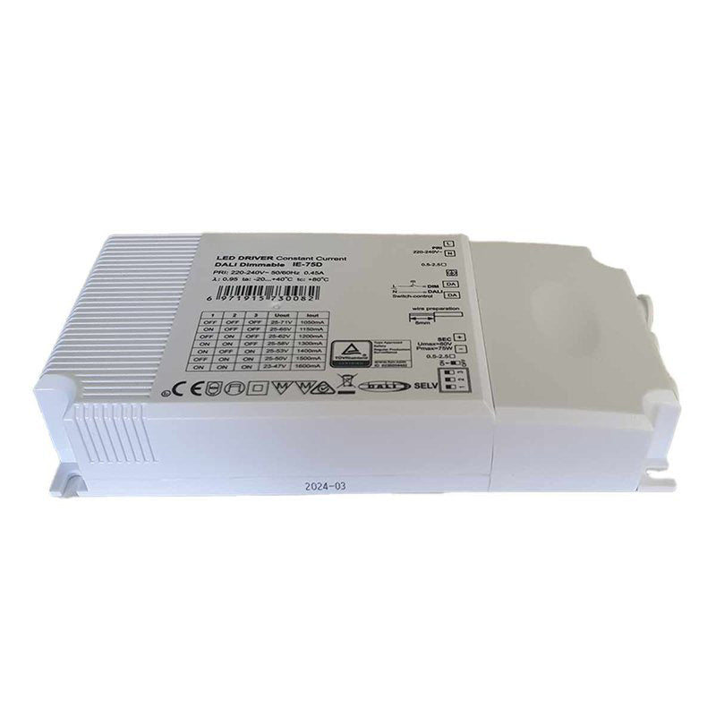Led Driver 75W Dimmerabile DALI 2 Push Dimming Corrente Costante Configurabile 1050mA 1150mA 1200mA 1300mA 1400mA 1500mA 1600mA
