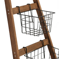 Scaffale Sejlflod Scaletta in Legno con 4 Cesti Metallici Rimovibili [en.casa]