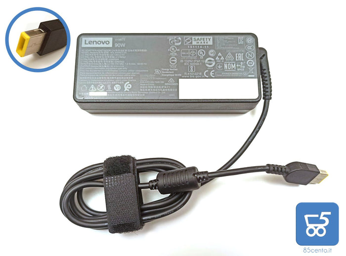 Lenovo Alimentatore caricatore da 90W 20V 4,5A Connettore Rettangolare Giallo 11x4,6mm per ThinkCentre Yoga Tiny