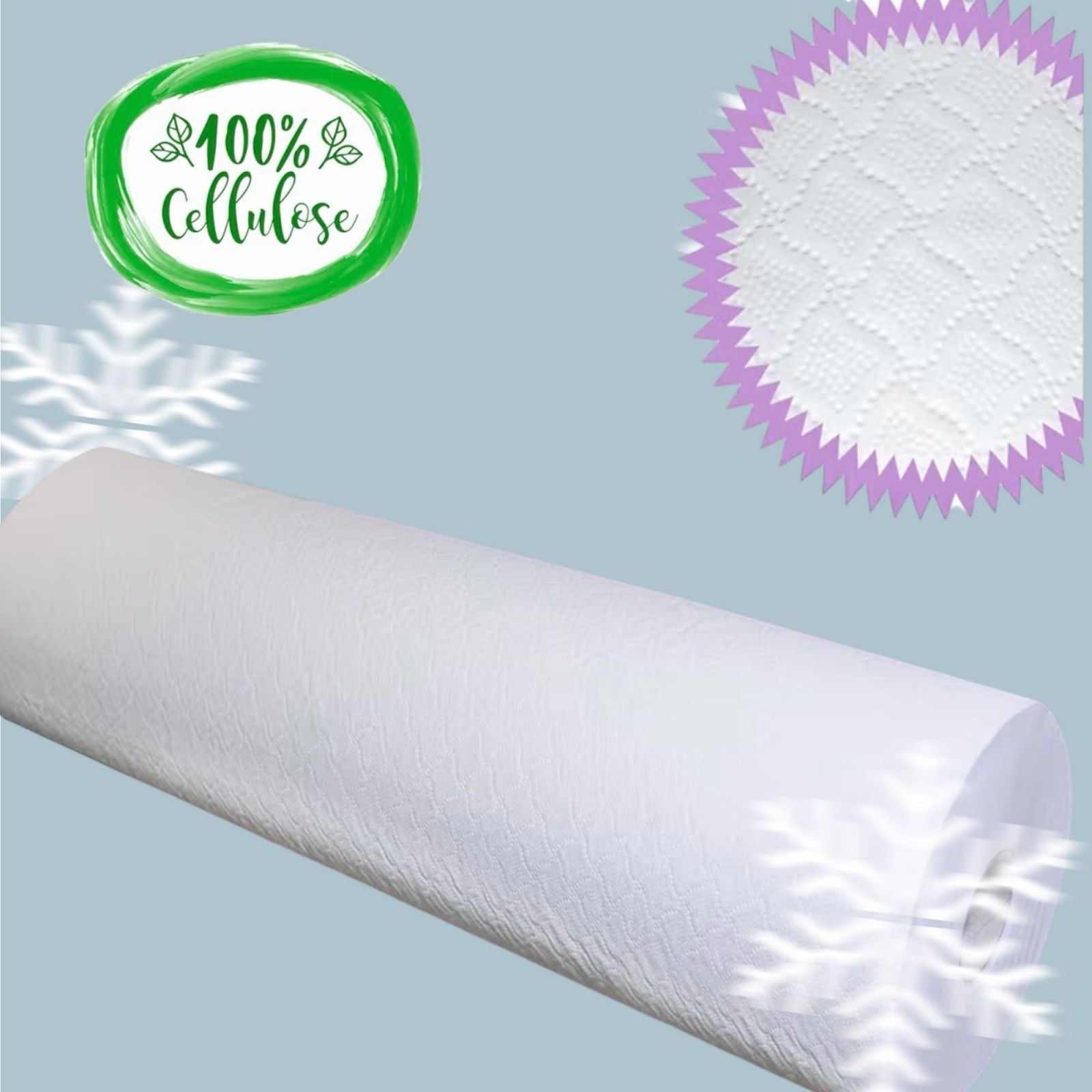 Lenzuolo Medico Monouso 50 mt 135 Strappi 100% Cellulosa Morbido e Resistente 02