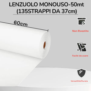 Lenzuolo Medico Monouso 50 mt 135 Strappi 100% Cellulosa Morbido e Resistente 02