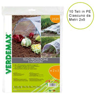 10 teli di protezione per orto in pe trasparente ciascuno metri 2x5 verdemax