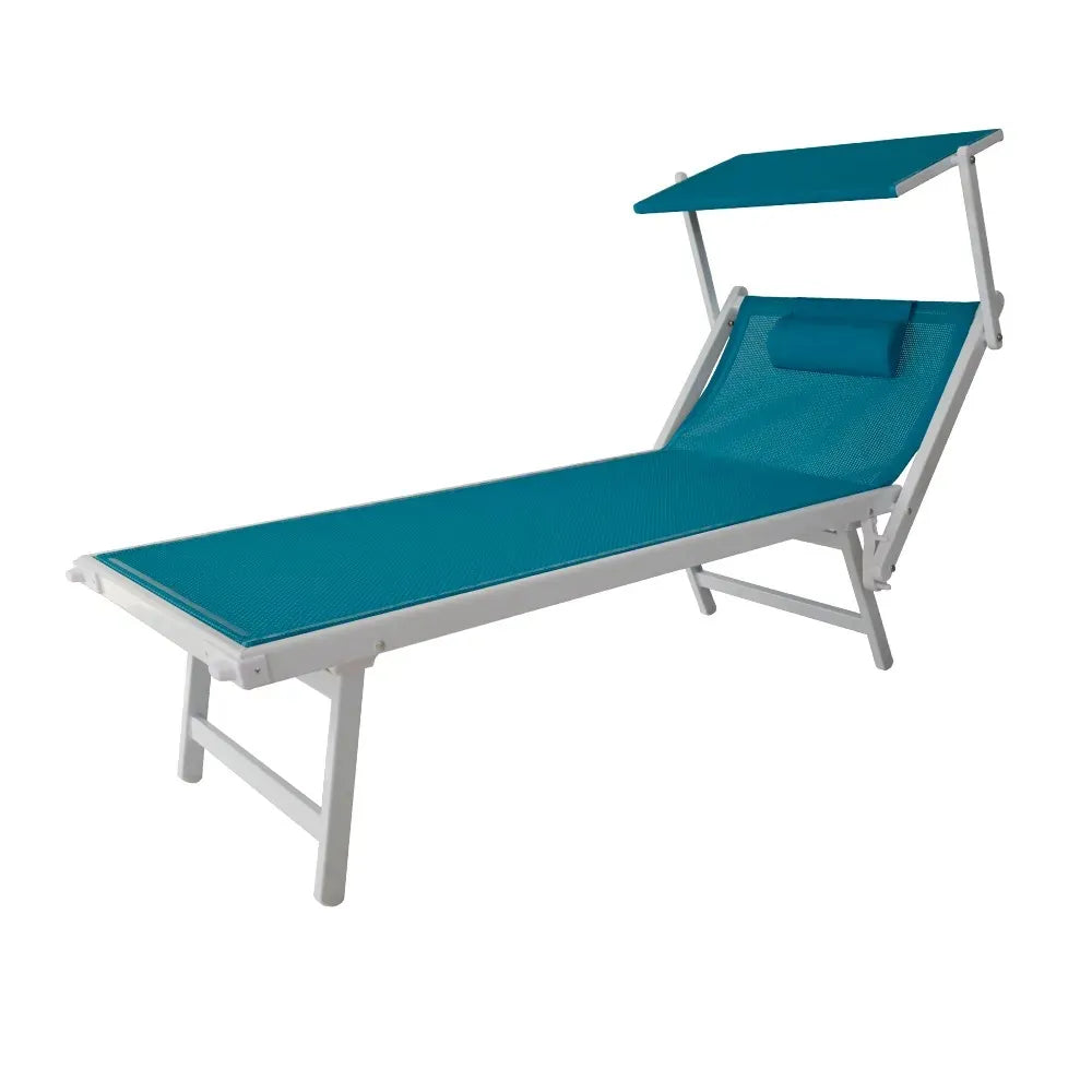 Tempo Style - Lettino Prendisole Verde con Parasole e telaio bianco