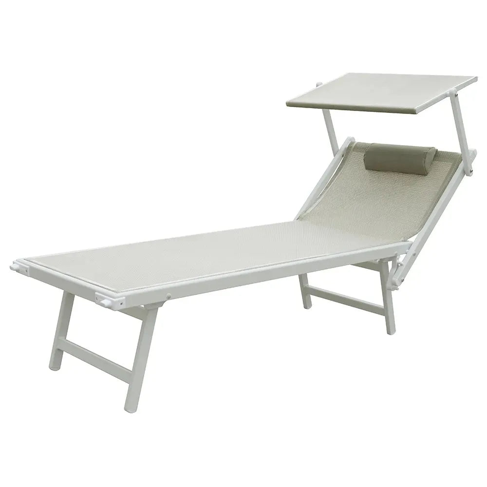 Tempo Style - Lettino Prendisole Grigio con Parasole e telaio bianco