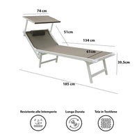 Tempo Style - Lettino Prendisole Tortora con Parasole e telaio bianco