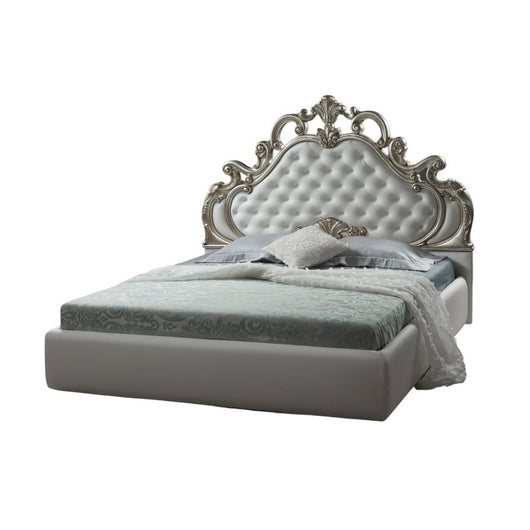 Letto matrimoniale barocco Aleksandra bianco contenitore