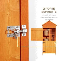 Casetta da Giardino Porta Attrezzi in Legno con 2 Ante e 3 Mensole, 84x52x188cm