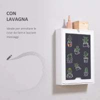 Tavolo Scrivania Pieghevole a Muro con Lavagna, 60x94.5x147cm, Bianco e Nero