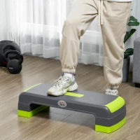 Step Fitness per Aerobica Regolabile su 3 Altezze 10-15-20 cm in Plastica, Verde e Grigio