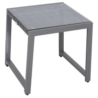 Tavolino da Caffè da Giardino Piano in Vetro Temperato in Rattan Alluminio 50 x 49,5 x 50 cm