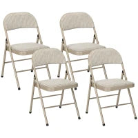 Set di 4 Sedie Pieghevoli con Seduta Imbottita in poliestere e Struttura in Acciaio, Beige