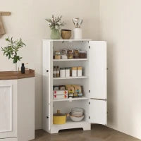 Mobile Credenza da Cucina a 4 Ante con 2 Armadietti e Ripiano Regolabile, 58.2x30x123 cm, Bianco