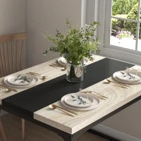 Tavolo da Pranzo per 6 Persone, Stile Industriale in Metallo Nero e Legno, Dim, 120 L x 89 L x 75,5 H cm