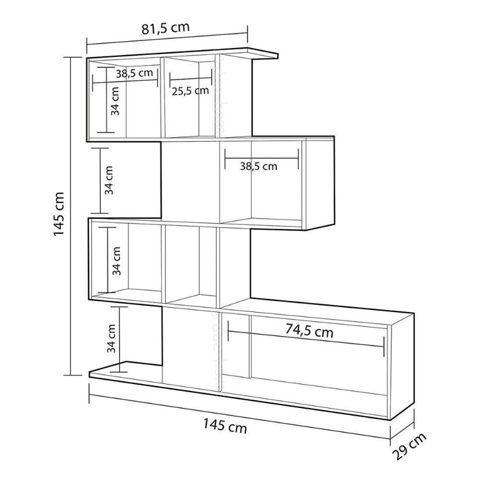 Libreria bifacciale Aktif 145x145x29 cm. bianco rovere