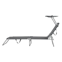 Set di 2 Lettini Prendisole con Tettuccio Parasole Regolabile, 2x Sdraio Pieghevole con Schienale Reclinabile - Supporto