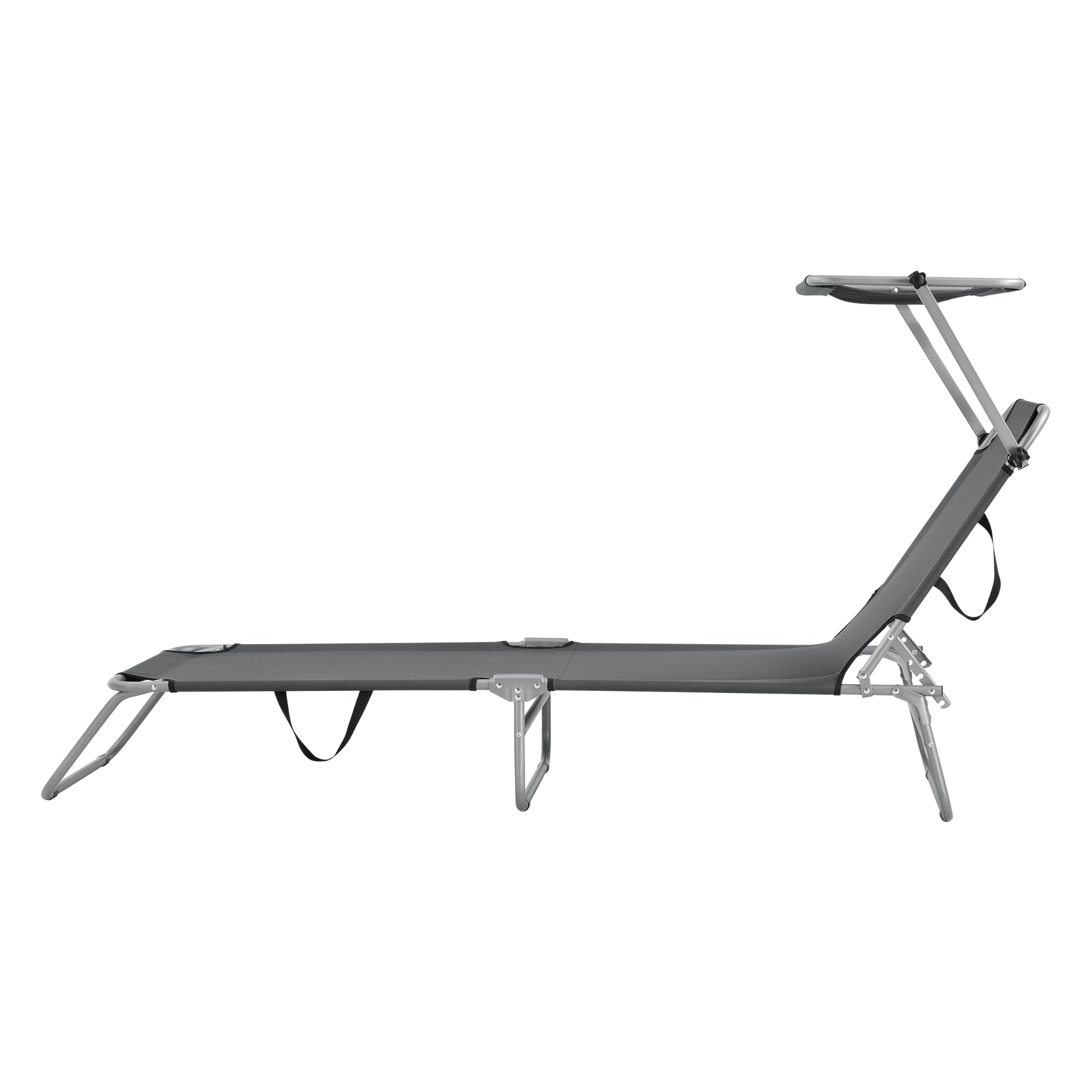 Set di 2 sdraio con parasole in acciaio poliestere argento grigio scuro 03_0006428