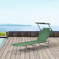 Set di 2 Lettini Prendisole con Tettuccio Parasole Regolabile, 2x Sdraio Pieghevole con Schienale Reclinabile - Supporto