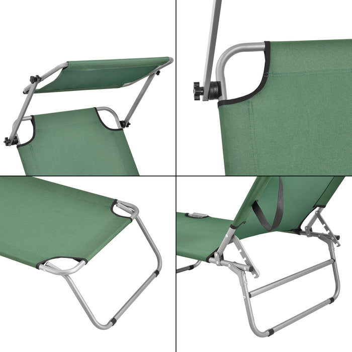 Lettino Prendisole Argozelo con Tettuccio Parasole Sdraio Portatile - Verde Scuro casa.pro