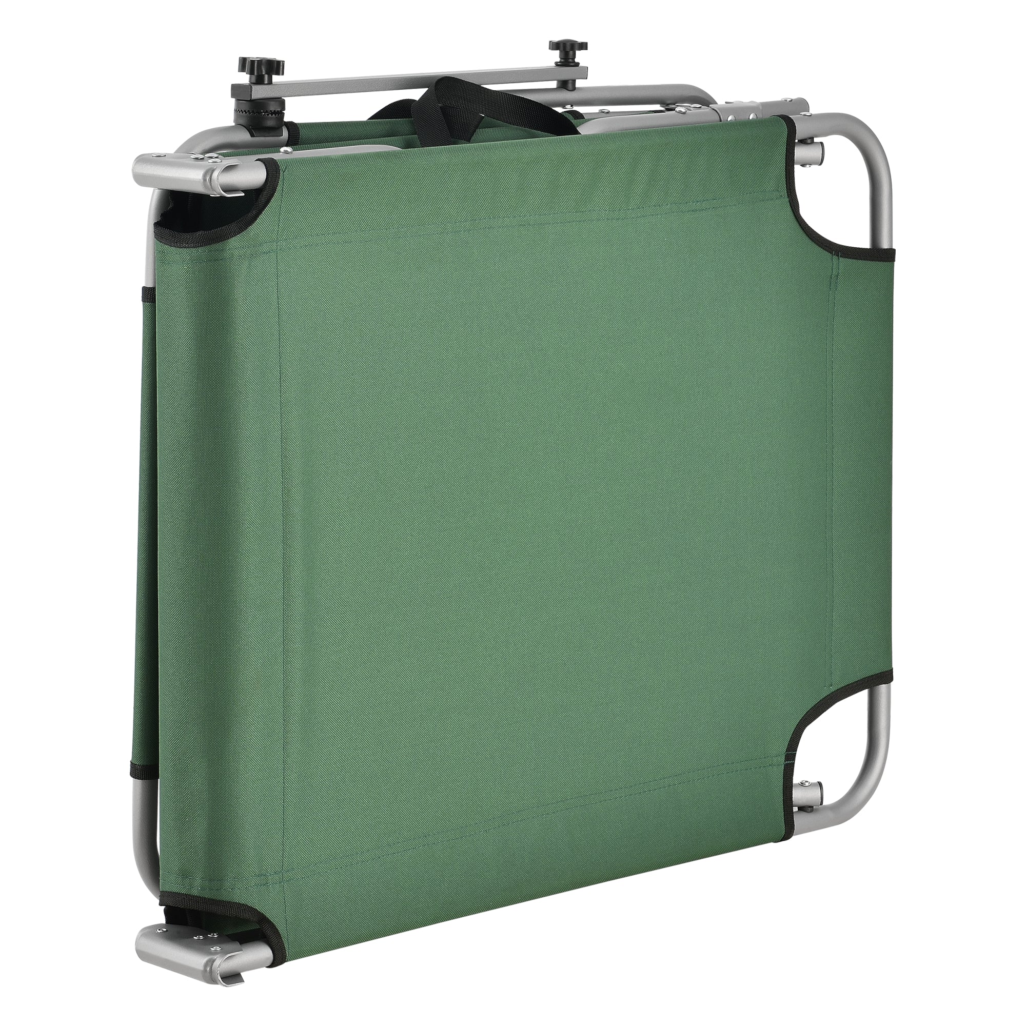 Set di 2 sdraio con parasole in acciaio poliestere verde scuro argento 03_0006429