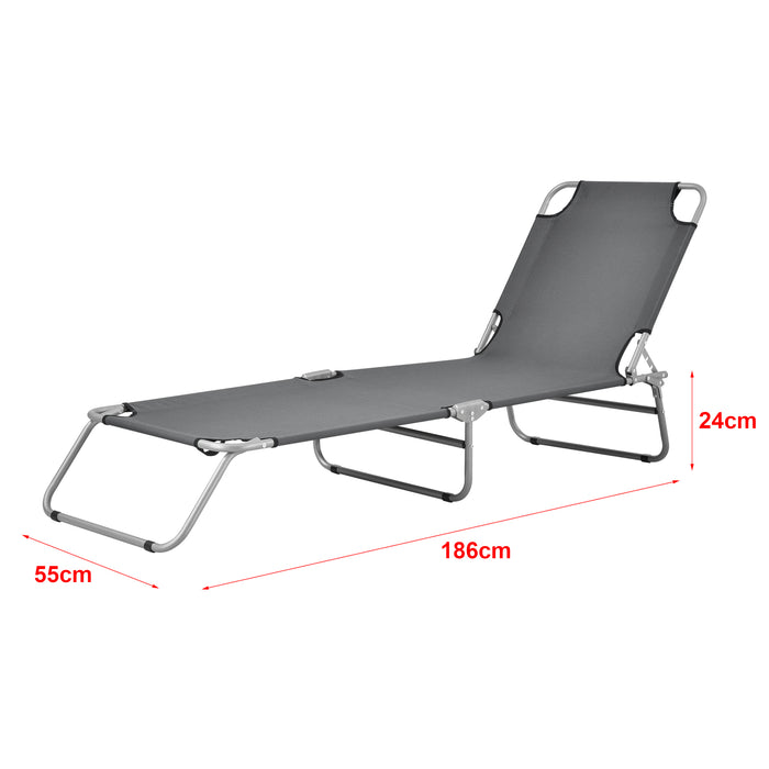 Set di 2 Lettini Prendisole Carcao con Schienali Reclinabili Sdraio Portatile - Grigio Scuro casa.pro