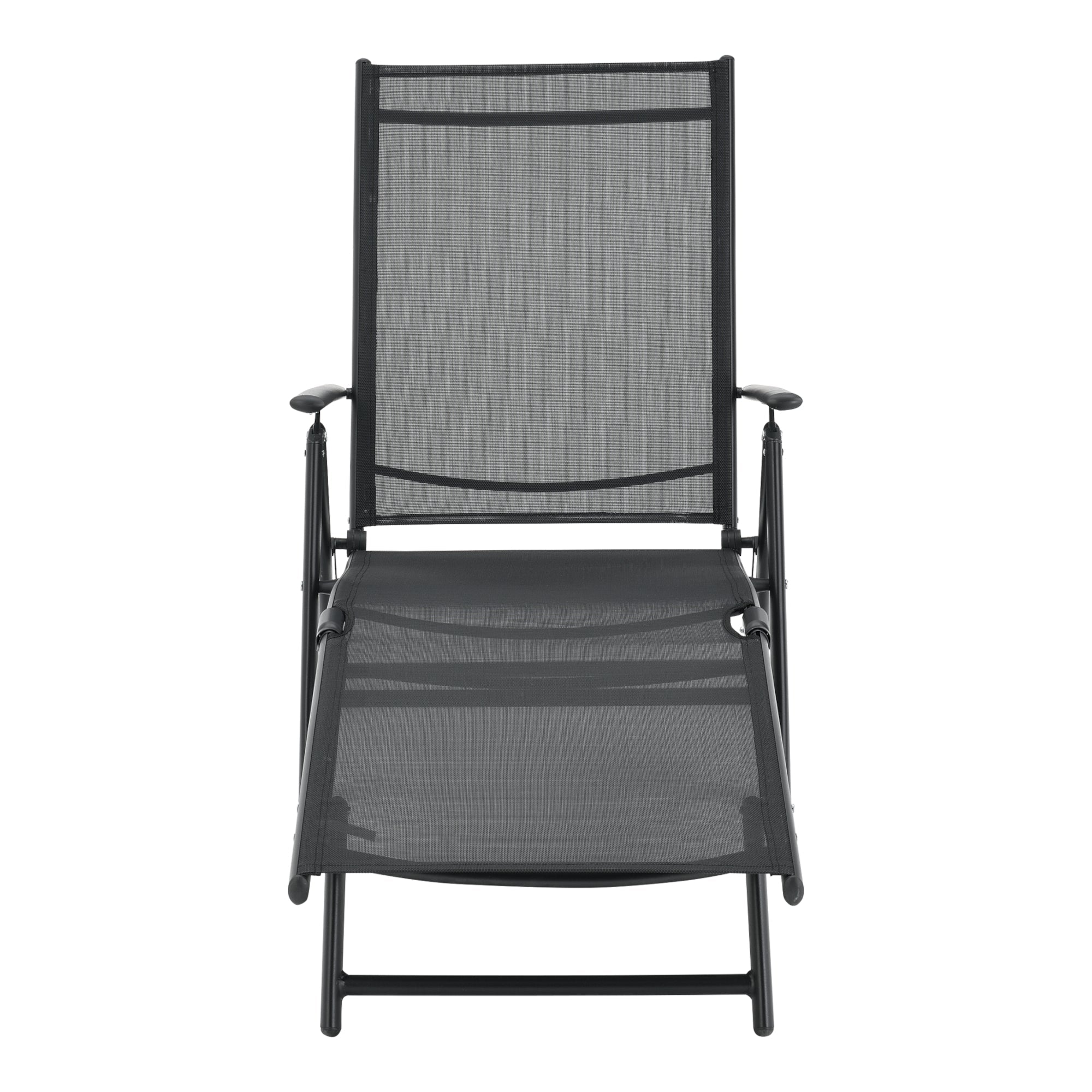 Lettino prendisole reclinabile 160° con braccioli 150 x 65 x 86 cm nero 03_0006406