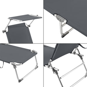 Lettino Prendisole Pieghevole Legorreta con Tettuccio Parasole e Schienale Reclinabile - Grigio Scuro [en.casa]