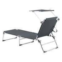 Lettino prendisole con parasole in poliestere alluminio argento opaco grigio scuro 03_0006413